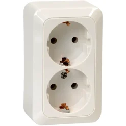 OK dubbel geaard stopcontact opbouw wit