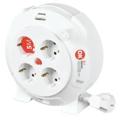 OK Kabelbox 4-voudig Wit 5 Meter