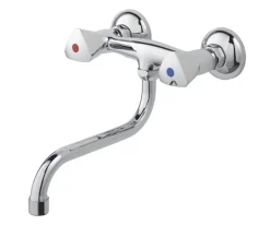 OK Keukenkraan 2-knops Onderuitloop Chroom 15 cm