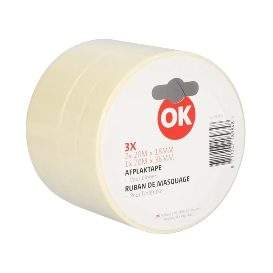 OK set met 3 schilderstapes (2 stuks 18 mm) (1 stuk 36 mm)
