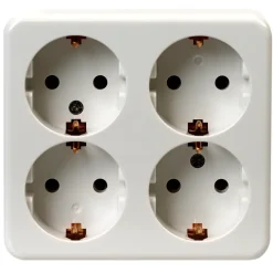 OK 4-voudig geaard stopcontact opbouw wit