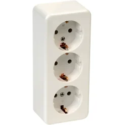 OK 3-voudig geaard stopcontact opbouw wit