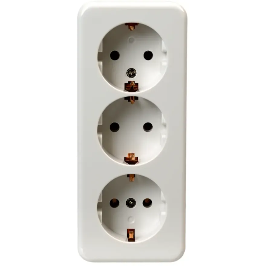 OK 3-voudig geaard stopcontact opbouw wit