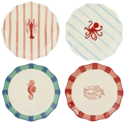 Ontbijtbord rood 4 assorti - h2xd21cm - per stuk