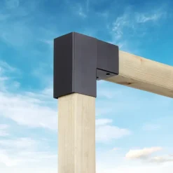 Paalverbinder voor pergola hoekstuk 2-kants 9x9 cm zwart