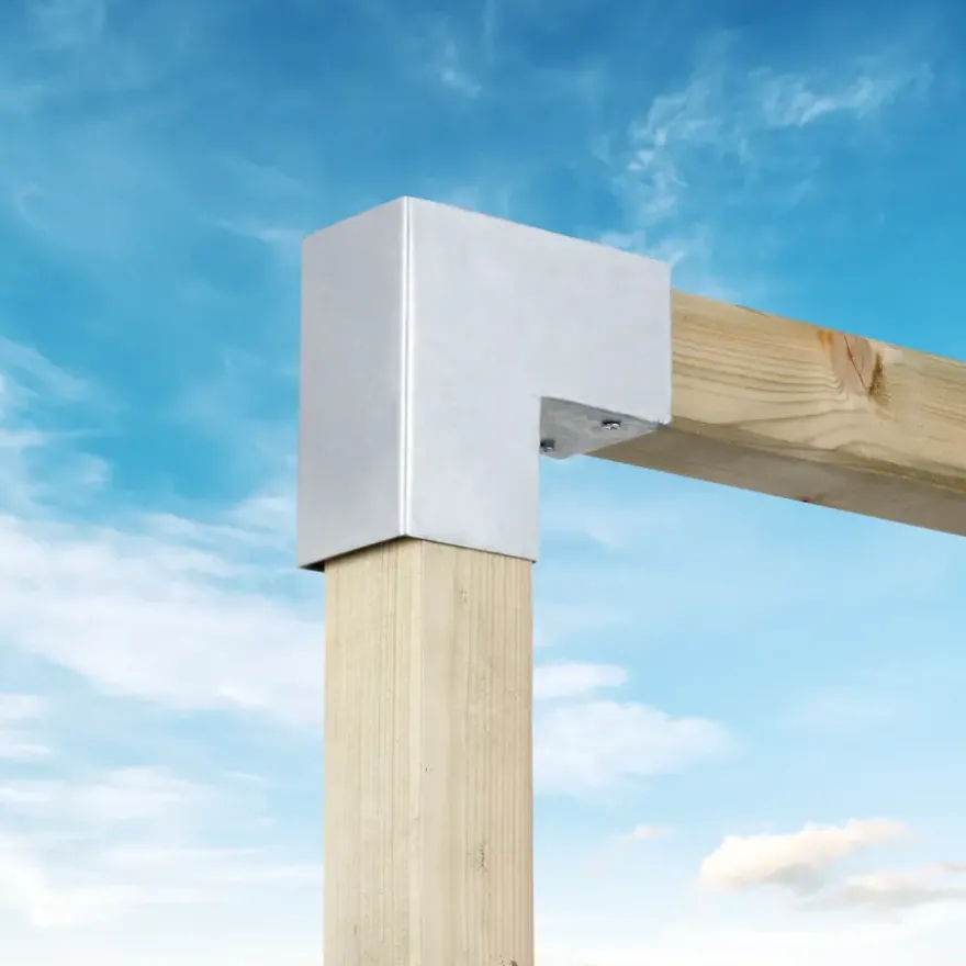 Paalverbinder voor pergola hoekstuk 2-kants 9x9 cm gegalvaniseerd