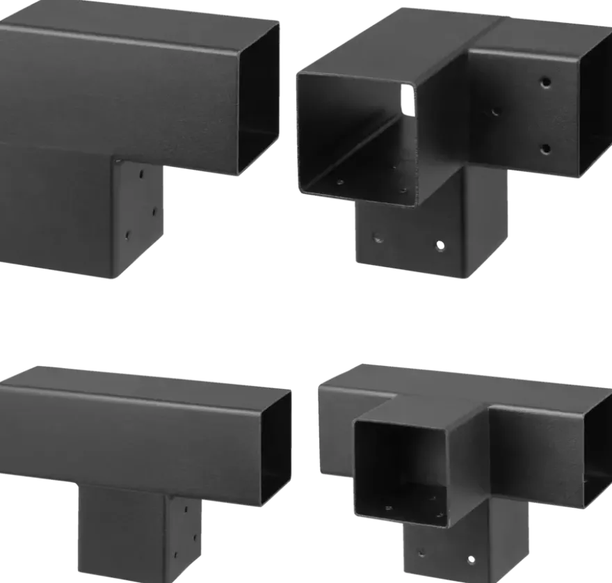 Paalverbinder voor pergola hoekstuk 3-kants 9x9 cm zwart