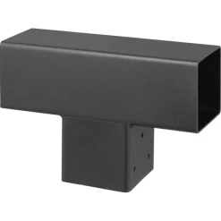 Paalverbinder voor pergola T-verbindingsstuk 3-kants 9x9 cm zwart