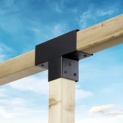 Paalverbinder voor pergola T-verbindingsstuk 3-kants 9x9 cm zwart