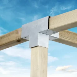 Paalverbinder voor pergola T-verbindingsstuk 4-kants 7x7 cm gegalvaniseerd