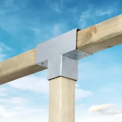 Paalverbinder voor pergola T-verbindingsstuk 3-kants 9x9 cm gegalvaniseerd