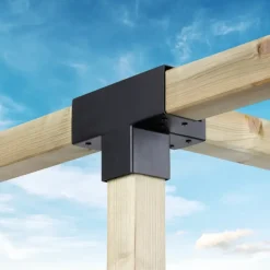 Paalverbinder voor pergola T-verbindingsstuk 4-kants 9x9 cm zwart