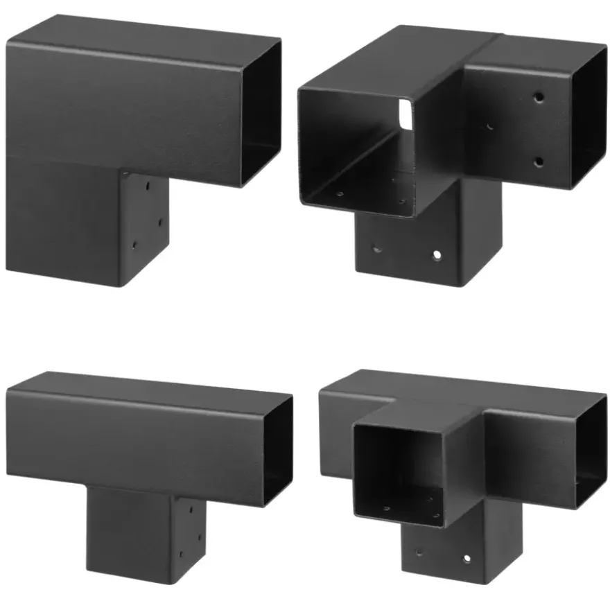Paalverbinder voor pergola T-verbindingsstuk 3-kants 7x7 cm zwart