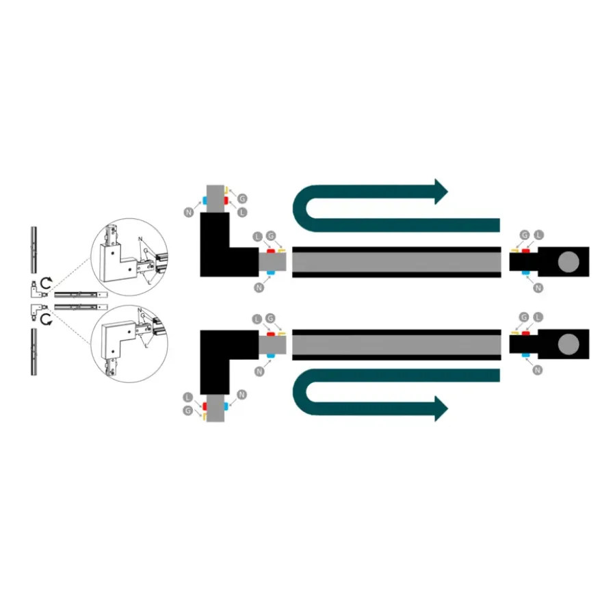 Philips EasyLink L-vormige connector rechtse hoek railverlichting wit