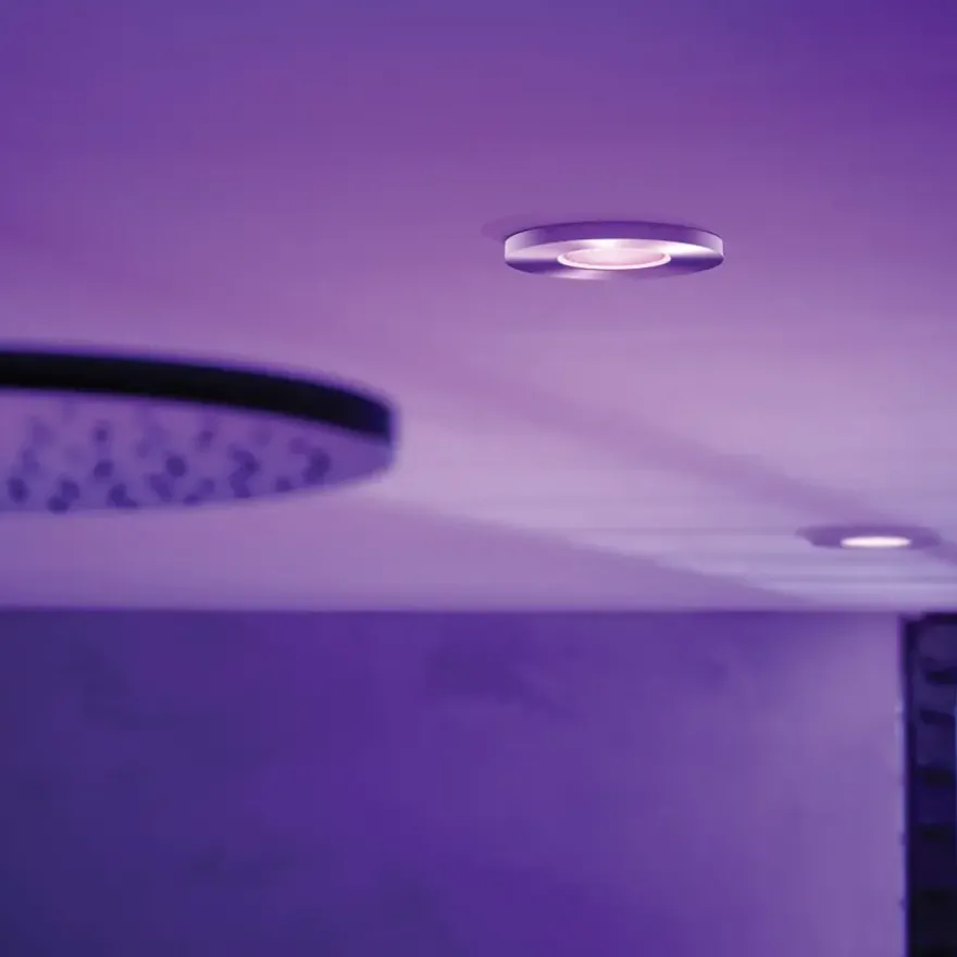Philips Hue badkamerinbouwspot Xamento chroom - wit en gekleurd 6W - rond
