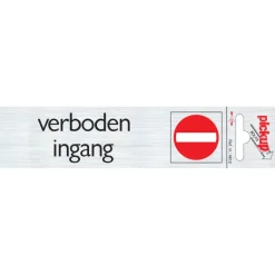 Pickup Alu deurbordje verboden ingang 165x44 mm