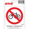 Pickup pictogram verboden voor rijwielen 10x10 cm