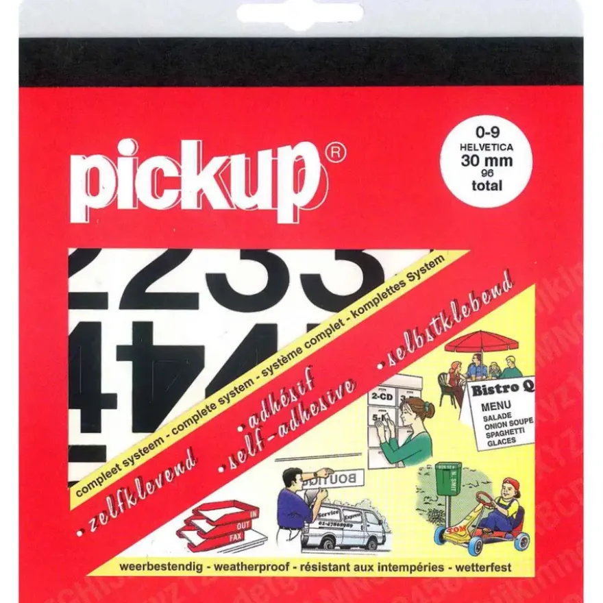 Pickup plakcijfers 0-9 Helvetica zwart 30 mm