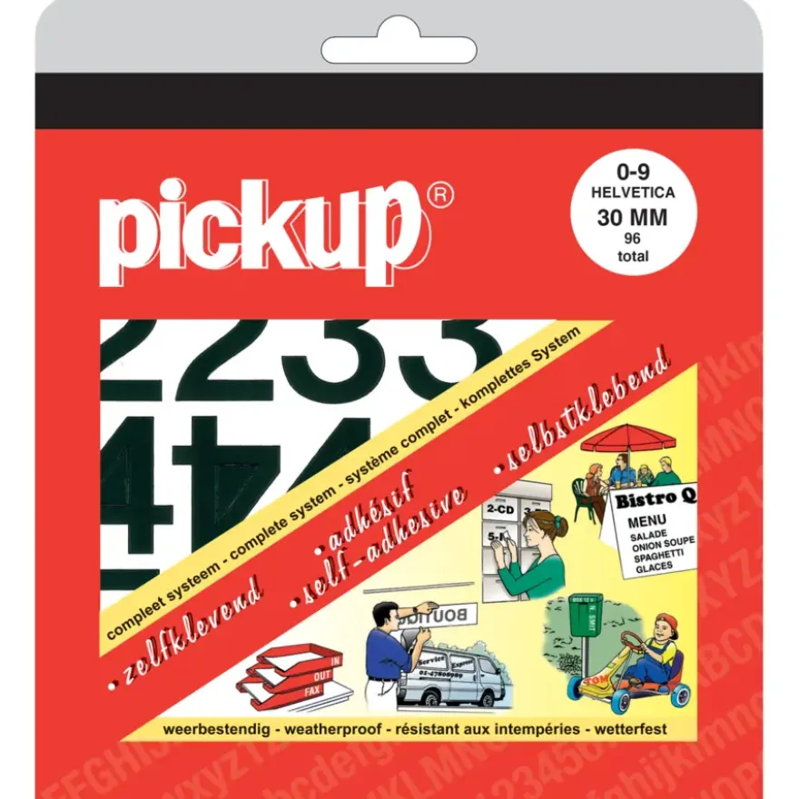 Pickup plakcijfers 0-9 Helvetica zwart 30 mm