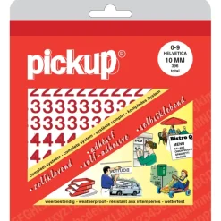 Pickup plakcijfers 0-9 Helvetica rood 10 mm