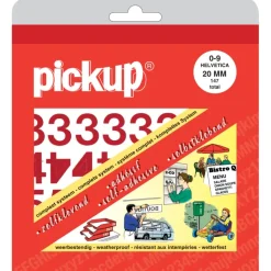 Pickup plakcijfers 0-9 Helvetica rood 20 mm