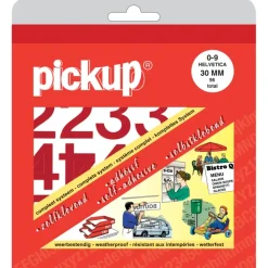 Pickup plakcijfers 0-9 Helvetica rood 30 mm