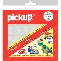 Pickup plakcijfers 0-9 wit 25 mm
