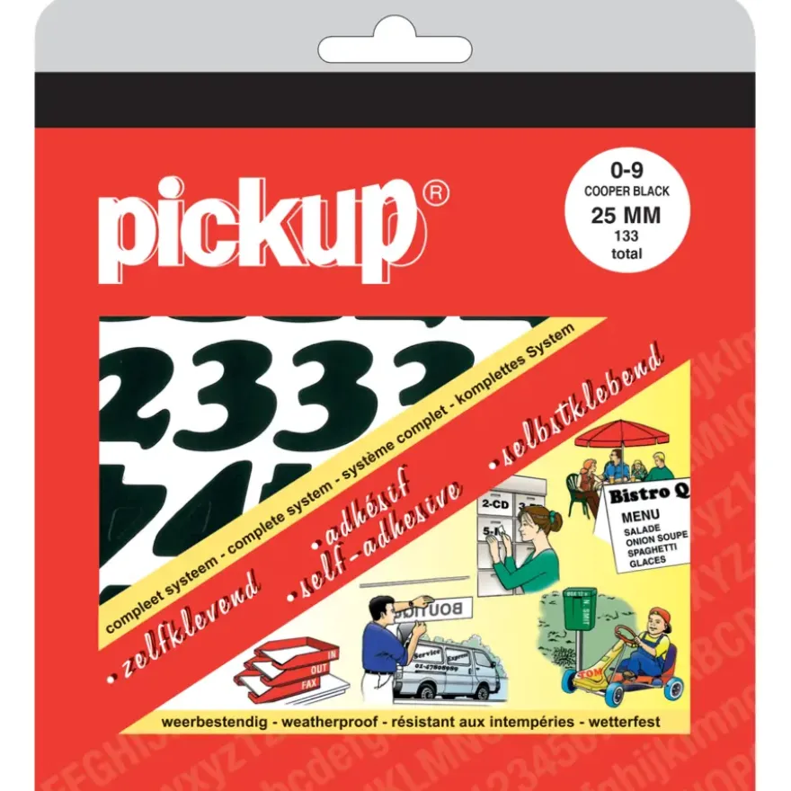 Pickup plakcijfers 0-9 zwart 25 mm