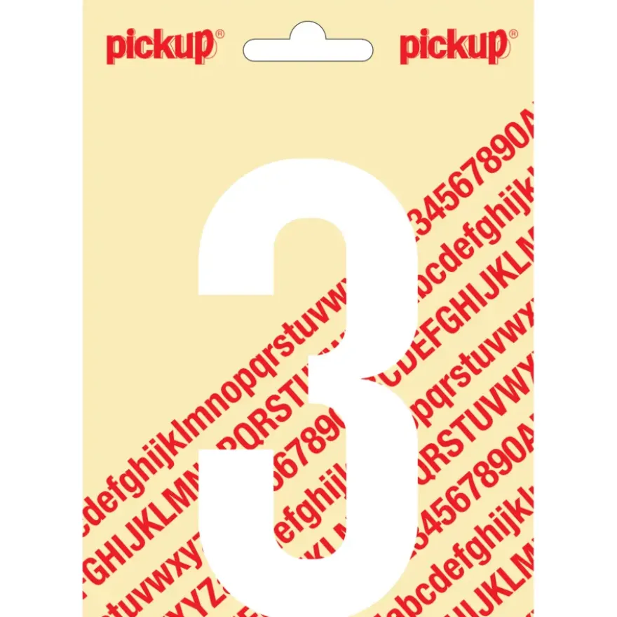 Pickup plakcijfer 3 wit mat 120 mm