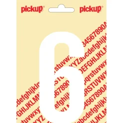 Pickup plakcijfer 6 wit mat 120 mm