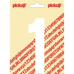 Pickup plakcijfer 1 wit mat 120 mm