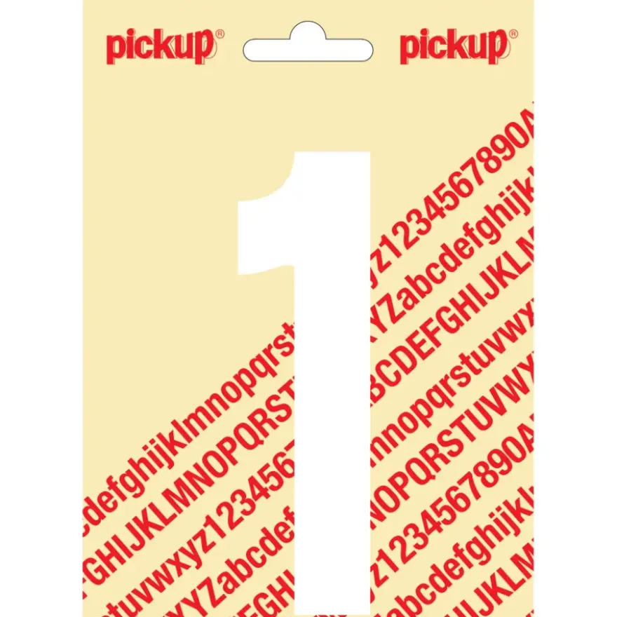 Pickup plakcijfer 1 wit mat 120 mm