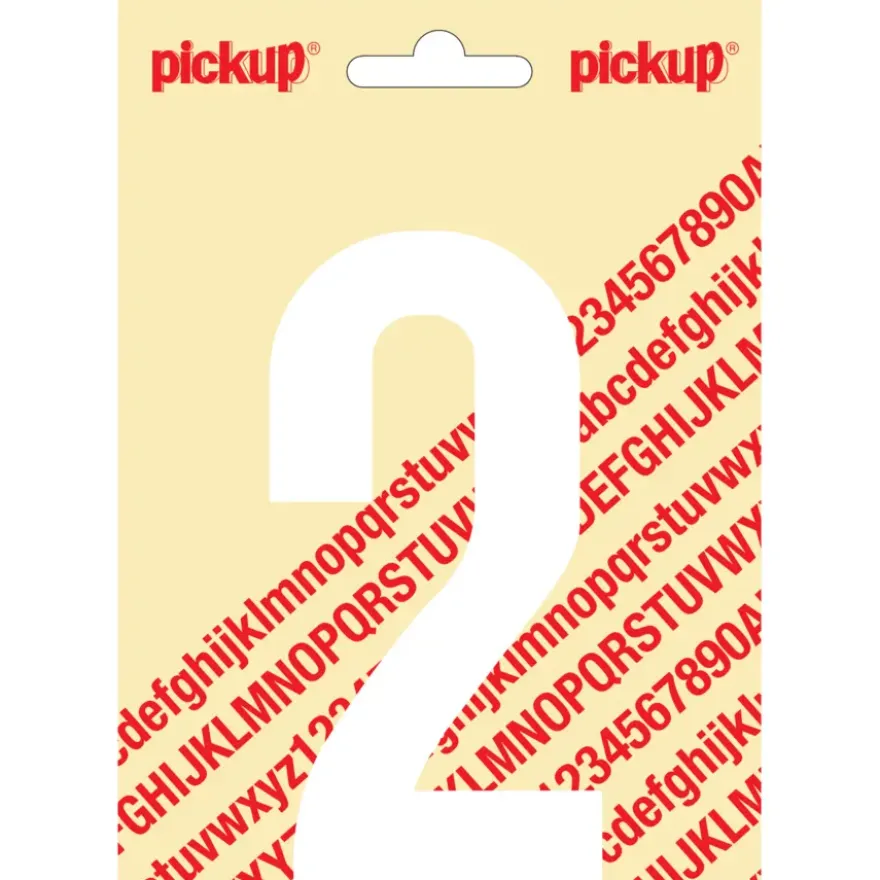 Pickup plakcijfer 2 wit mat 120 mm