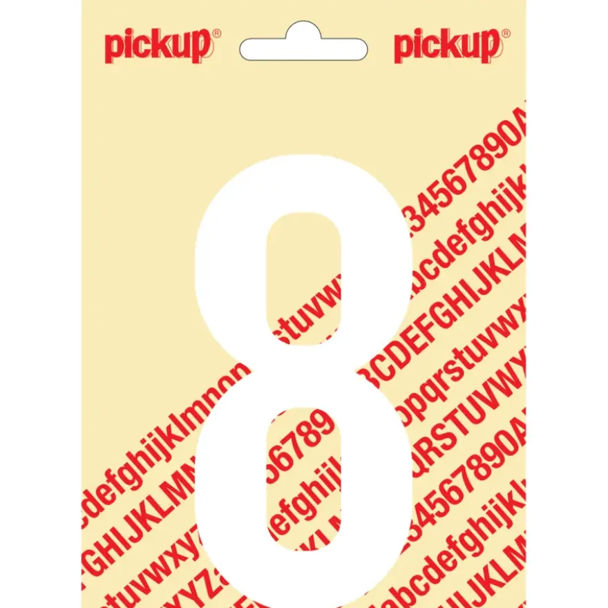 Pickup plakcijfer 8 wit mat 120 mm