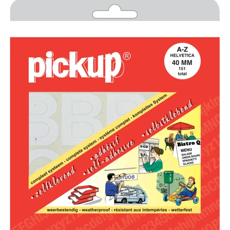 Pickup plakletter A-Z wit 40 mm