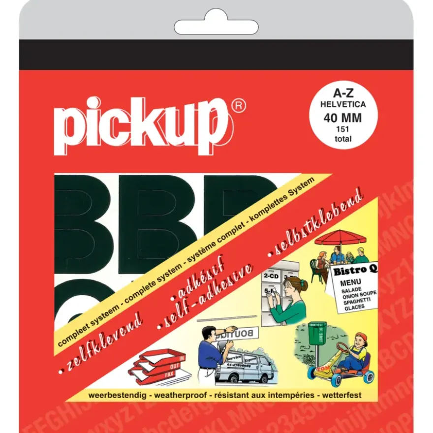 Pickup plakletter A-Z zwart 40 mm