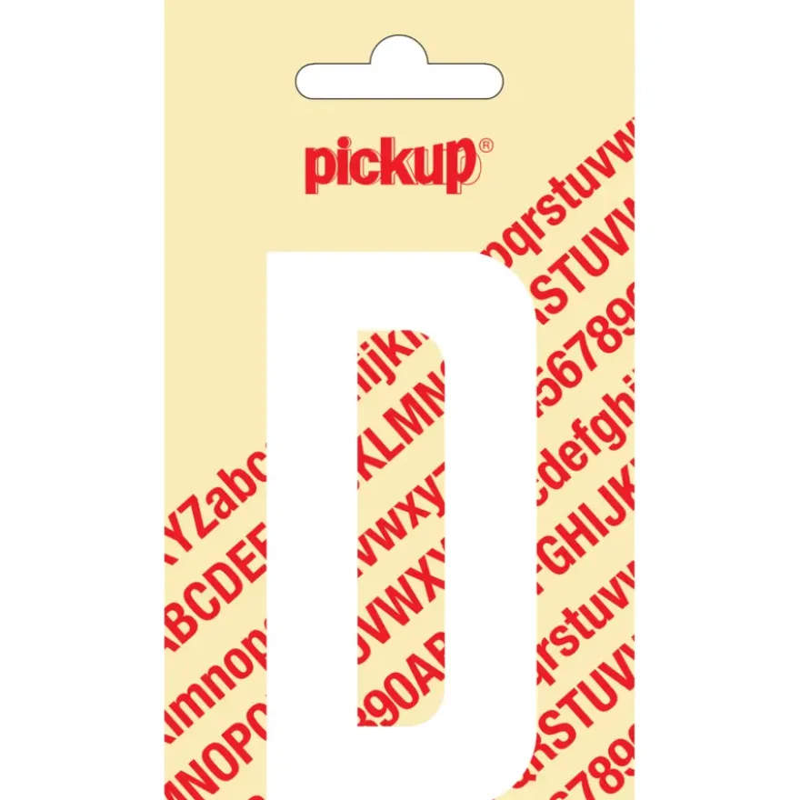 Pickup plakletter D wit mat 90 mm