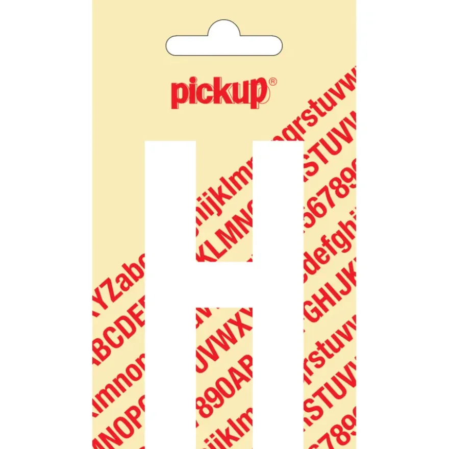 Pickup plakletter H wit mat 90 mm