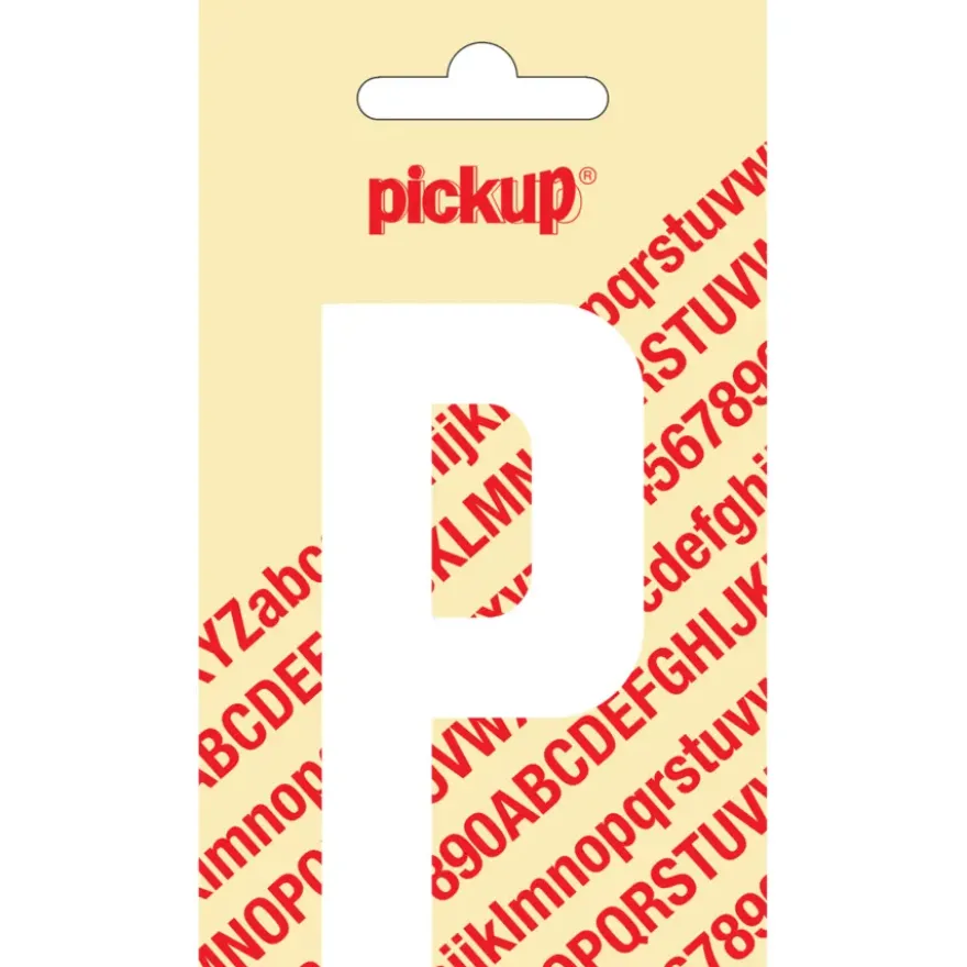 Pickup plakletter P wit mat 90 mm