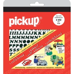 Pickup plakletters A-Z en cijfers 0-9 zwart 8 mm