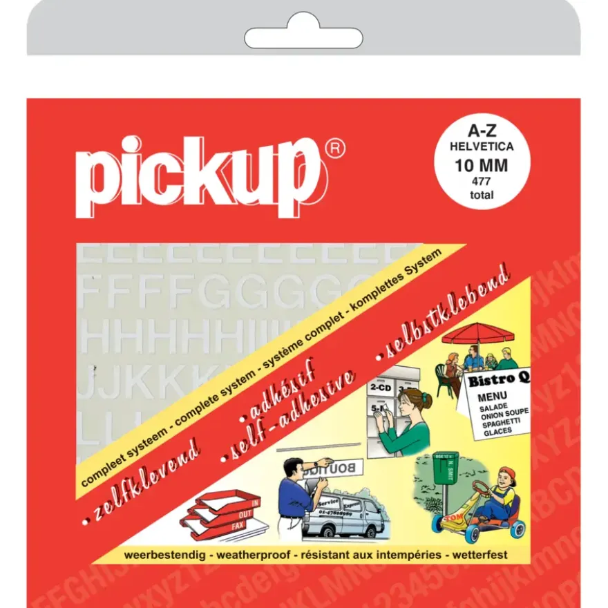 Pickup plakletters A-Z Helvetia wit 10 mm