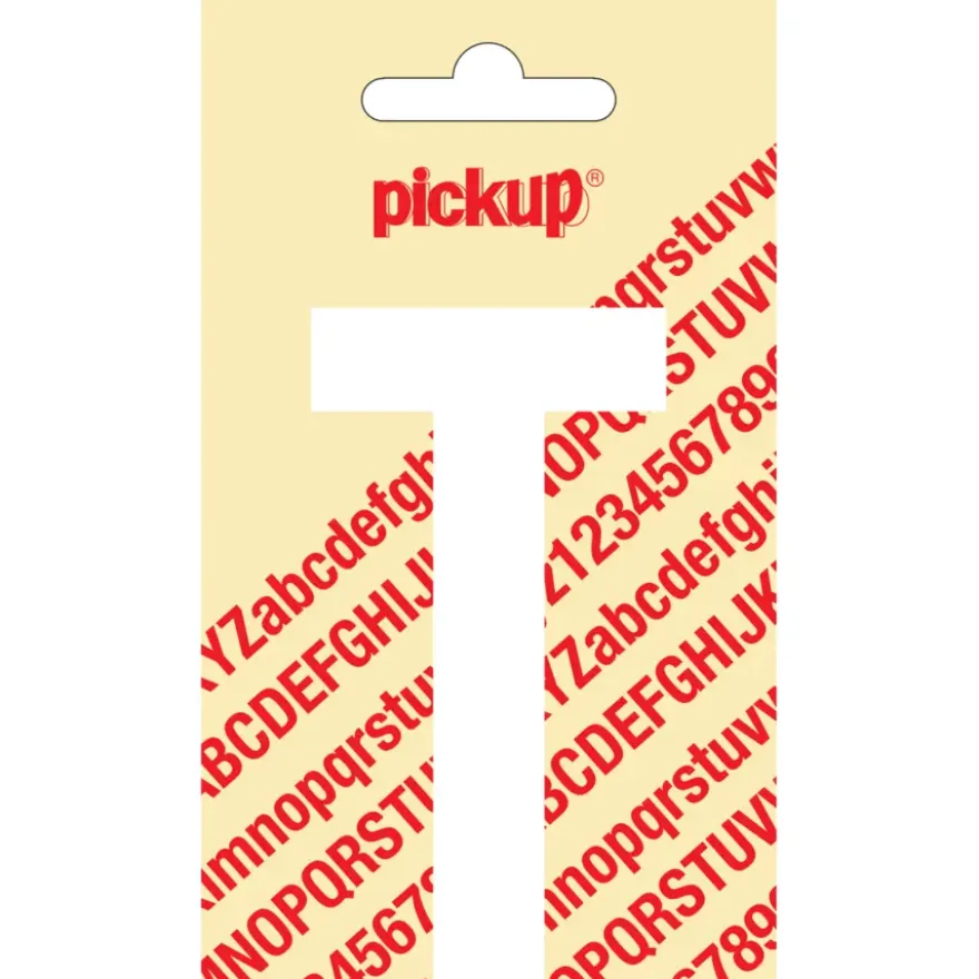 Pickup plakletter T wit mat 90 mm
