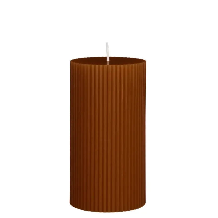 Pilaar kaars bruin - h13xd7cm