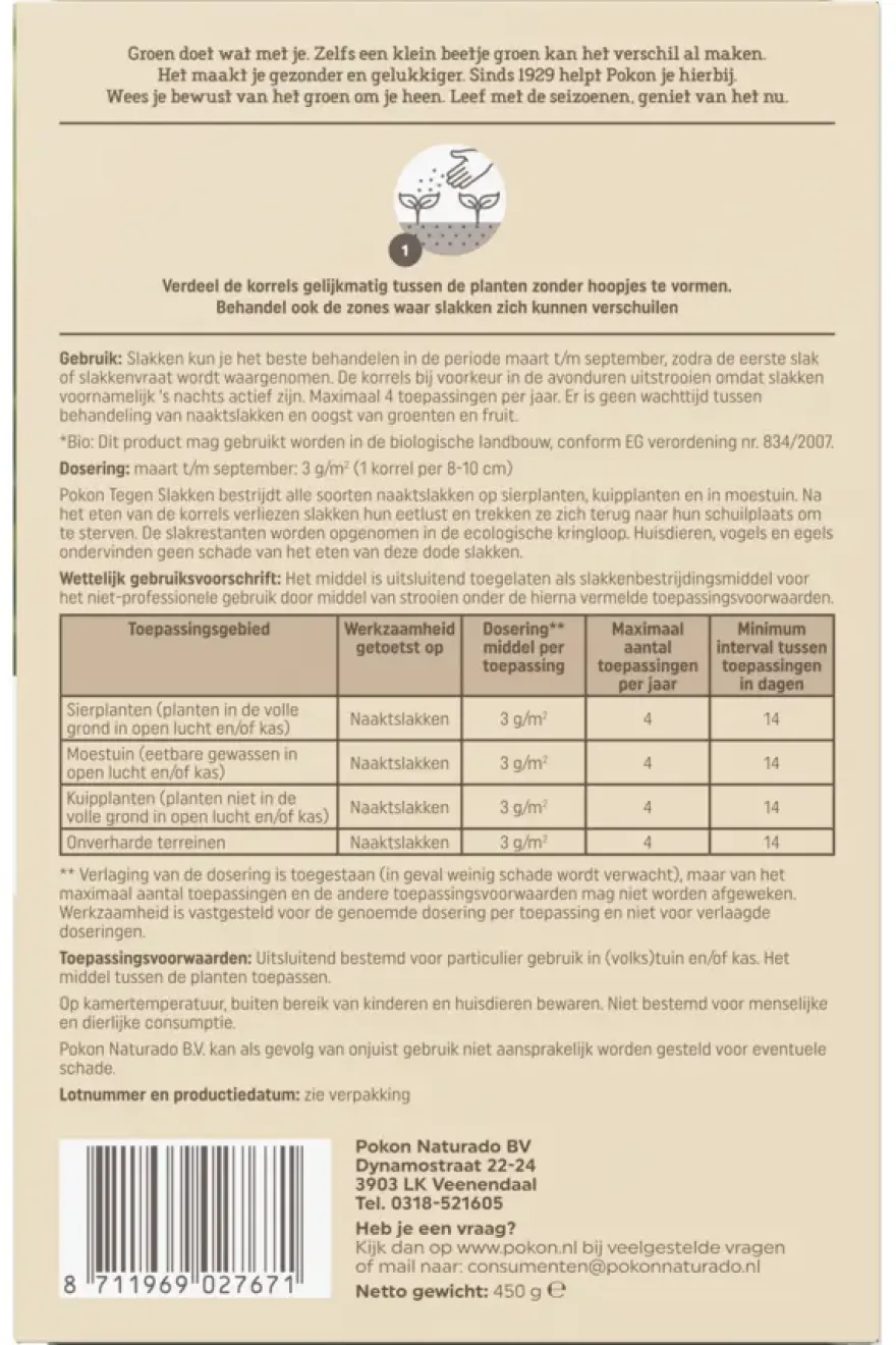 Pokon Bio tegen slakken korrels 450 gr