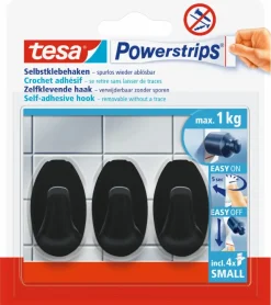 Powerstrips zelfklevende haken small ovaal - draagkracht tot 1 kg - 3 stuks