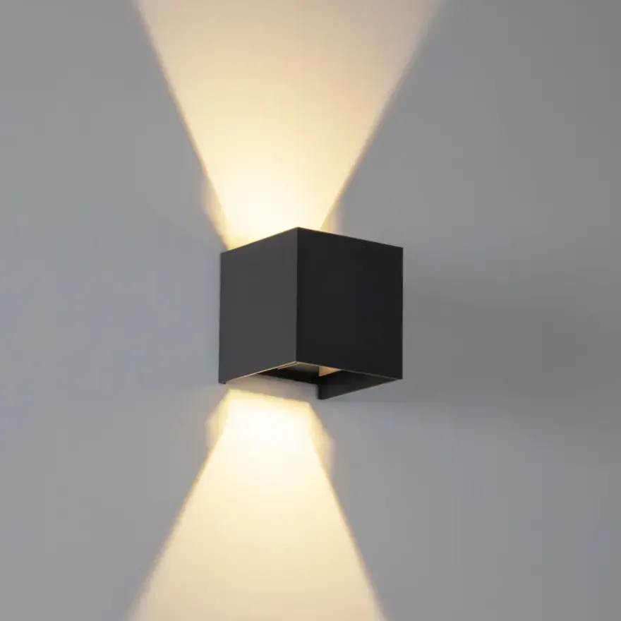 QAZQA wandlamp Edwin 2-lichts 6W zwart aluminium