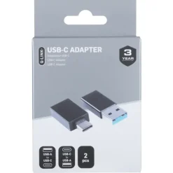 Q-Link adapter 1x USB-C/A en 1x USB-A/C zwart