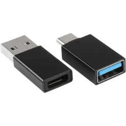 Q-Link adapter 1x USB-C/A en 1x USB-A/C zwart