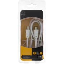 Q-Link coax kabel 3CV2 HF stekker 1 meter rechtwit