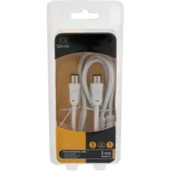 Q-Link coax kabel 3CV2 HF stekker 1 meter rechtwit